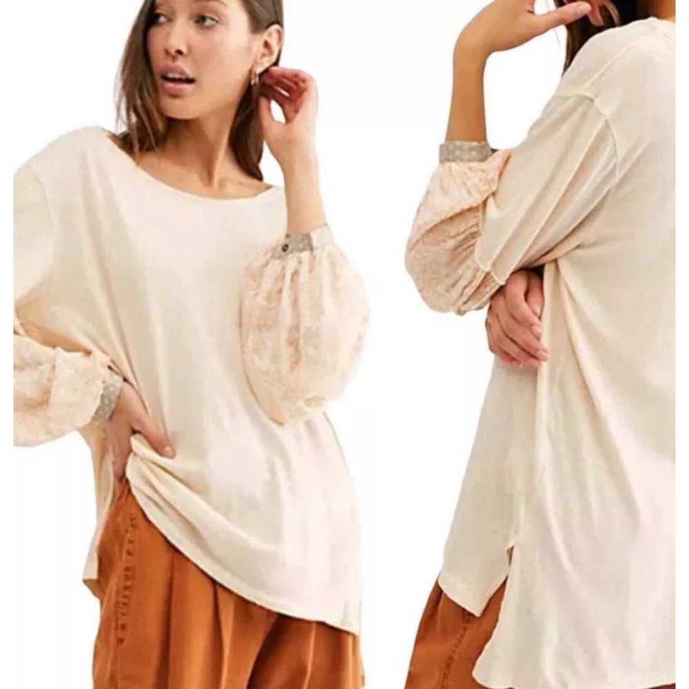 We the Free Oversized Lantern Sleeve Top Paisley XS Cottagecore Whimsy Lagenlook